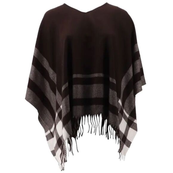 Belle by Kim Gravel Soft Flannel Poncho with Fringe - Picture 1 of 3